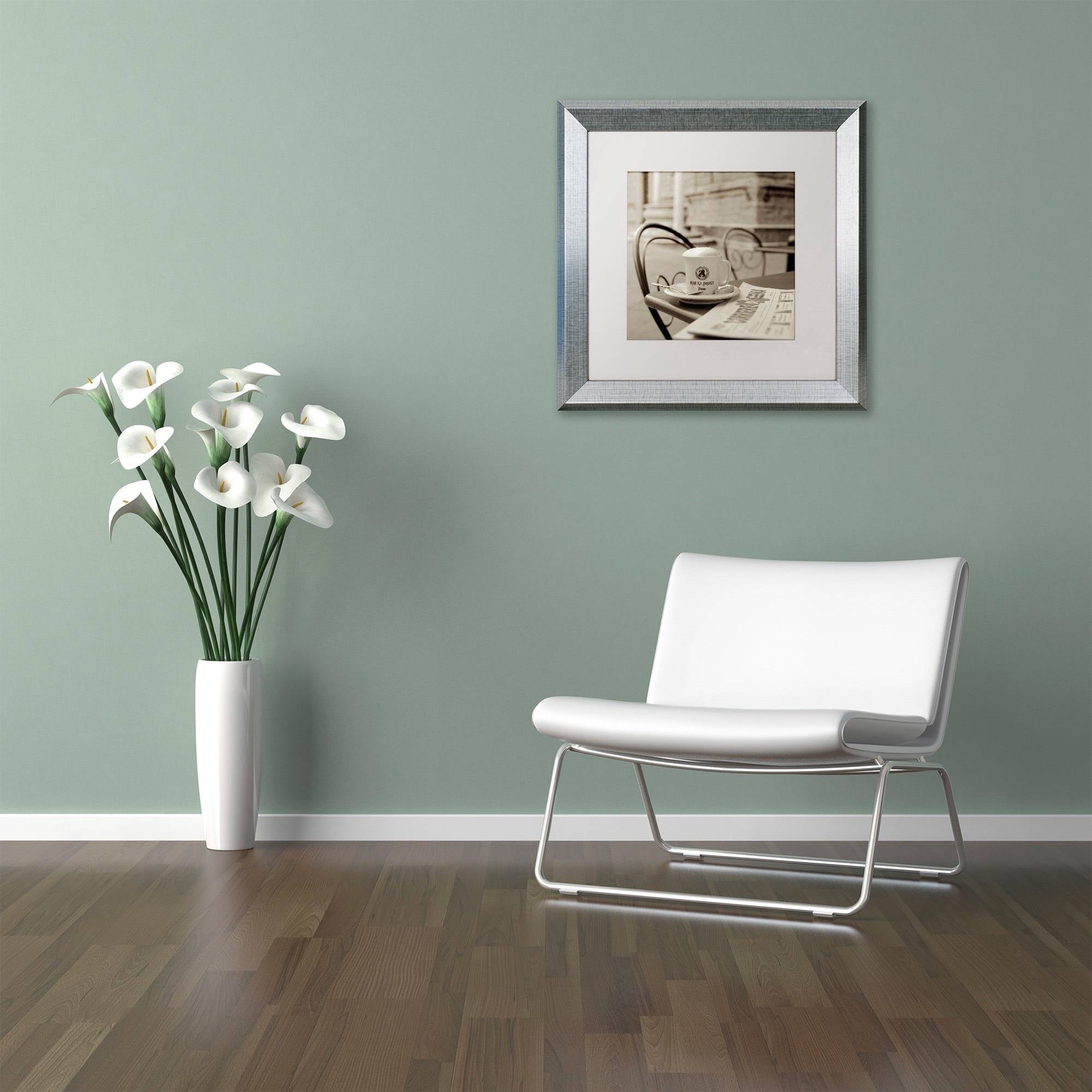 Trademark Fine Art "Tuscany Caffe VII" Canvas Art by Alan Blaustein, White Matte, Silver Frame