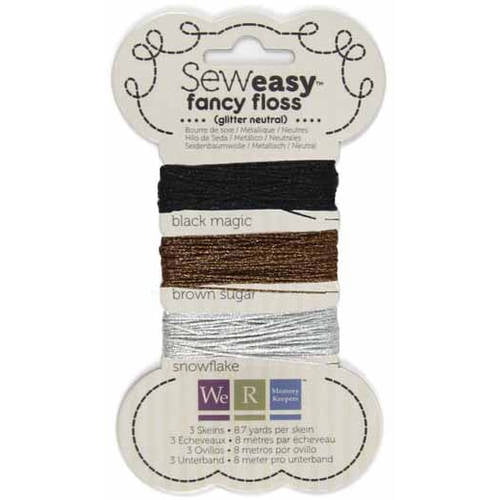 We R Memory Keepers Sew Easy Glitter Floss, 3 Colors, 8.7 yds Each