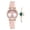 Pink, variant on Women's Star Dial Quartz Wristwatch With Croc-Embossed Strap, Matching Green Gemstone Hand Bracelet, Coordinated Jewelry Kit For Daily Wear And Gifting