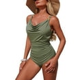 thumbnail image 6 of Tsesme Women’s Swimsuit Cowl Neck One Piece Bathing Suit Back Strappy Ruched Modest Swimwear, 6 of 9
