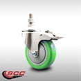 thumbnail image 2 of 4 Inch 316SS Green Polyurethane Swivel 3/8 Inch Stem Caster Total Lock Brake SCC, 2 of 2