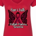 thumbnail image 4 of Inktastic Multiple Myeloma Cancer Awareness Hope & Faith with Butterfly Ribbon Women's V-Neck T-Shirt, 4 of 5