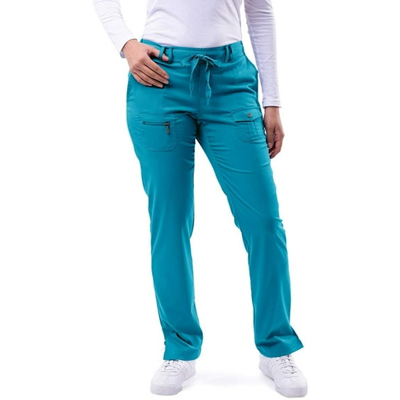 Adar Pro Scrubs For Women - Skinny Leg Yoga Scrub Pants - P4100 - Teal Blue - XL