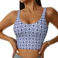 thumbnail image 2 of Haiem Blue And White Porcelain Chinaware Pattern Womens Sports Bra - U Neck Padded Low Impact Yoga Bra Workout Crop Top Gym Moisture-Wicking Workout Vest -XX-Large, 2 of 9