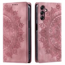 ShellTech Embossed Pattern Case for Samsung Galaxy A15 5G,Magnetic Leather Card Slots Wallet Case TPU Kickstand Flip Shockproof Cover,Pink