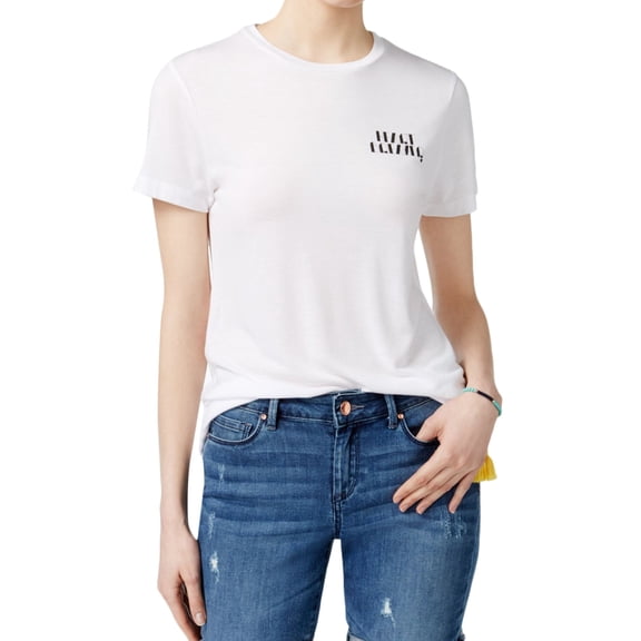 Rachel Roy Womens Heart Breaker Graphic T-Shirt, White, Small