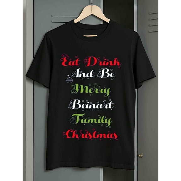 Christmas Cheers Christmas cotton tshirts graphic t shirts men 180G 100% Cotton black t shirts For summer Fall, As Gifts Weekend casual wear Comfortable loose T-shirt Stylish summer outerwear Christ
