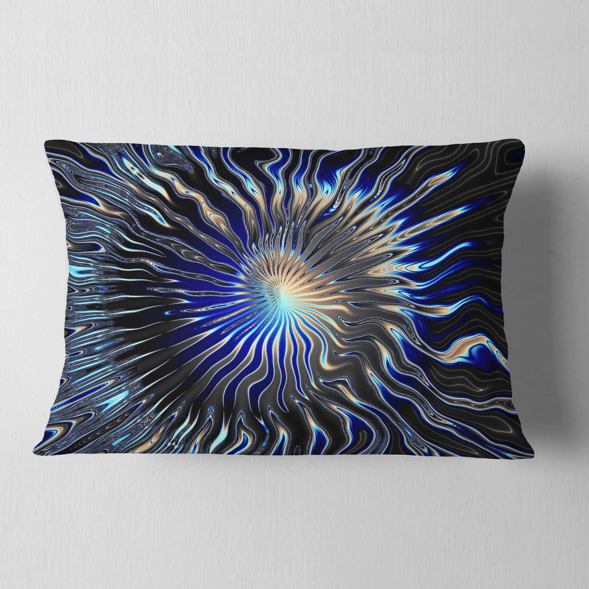 Designart Blue Rays from the Circle - Contemporary Throw Pillow - 12x20