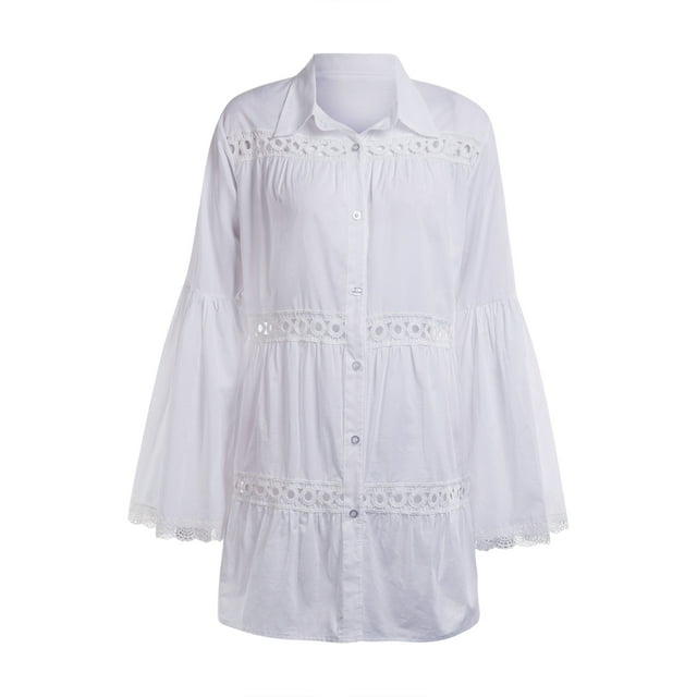 Gupgi Robe Kaftan de Plage pour Femmes, Couvre-Maillot de Bikini, Chemise Ample, Robe Courte Mini
