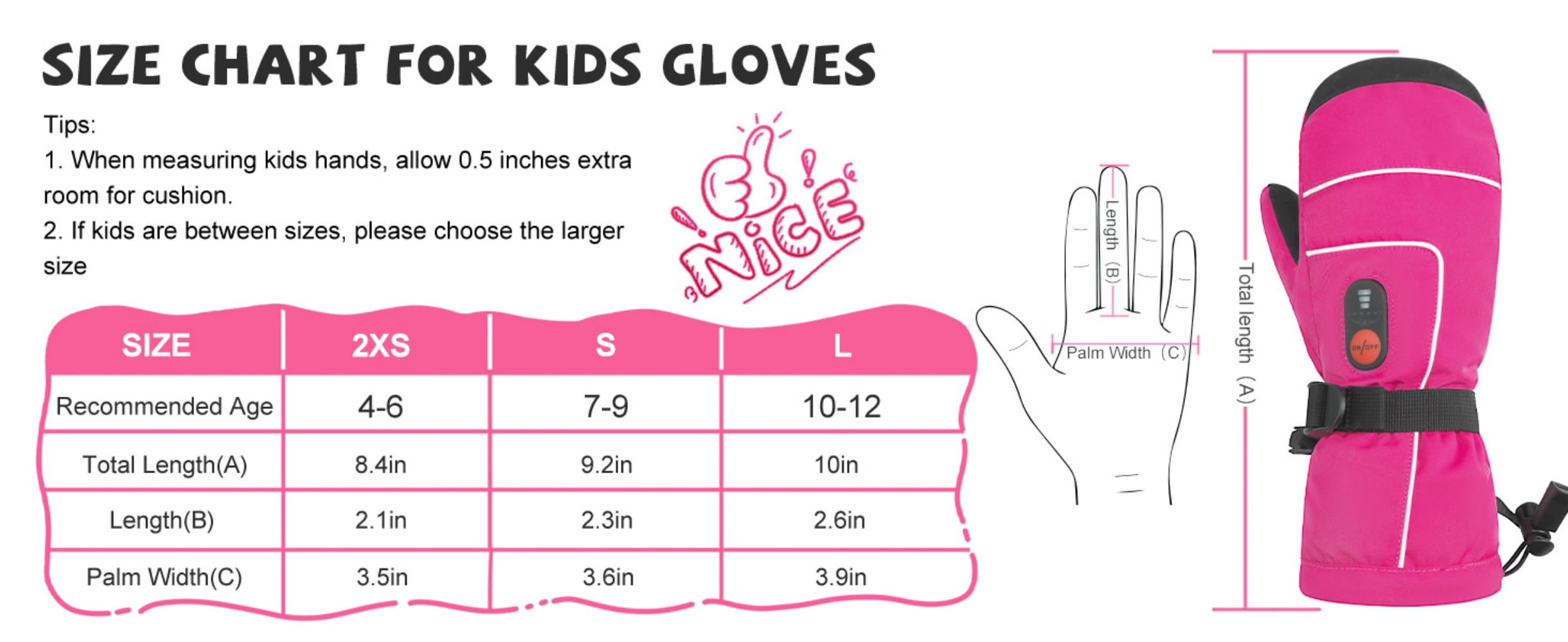 SNOWYES Heated Gloves for Kids, 7.4V Rechargeable Battery Winter Gloves for Boys Girls, Waterproof Windproof Heated Mittens for Kids, Outdoor Skiing Snowboarding Sledding Cold Weather