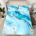 thumbnail image 2 of Manfei Marble Texture Road Twin Sheet Sets,Modern Minimalist Artistic Twin Fitted Sheet,Blue Gold Ombre Flat Sheet For Adults,Microfiber Room Decoration,3-Piece, 2 of 7