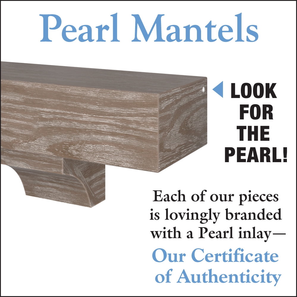 Pearl Mantels Shenandoah Hand Distressed and Hand Finished Premium Pine Wood Mantel Shelf, Chalk Wash Finish, 72"L & 9"D, Versatile Hanging Choices, with or without Corbels (Included)