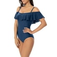 thumbnail image 3 of Csndyce Women One Piece Swimsuits Ruffled off Shoulder Backless Tummy Control Halter Bikini Female, 3 of 7