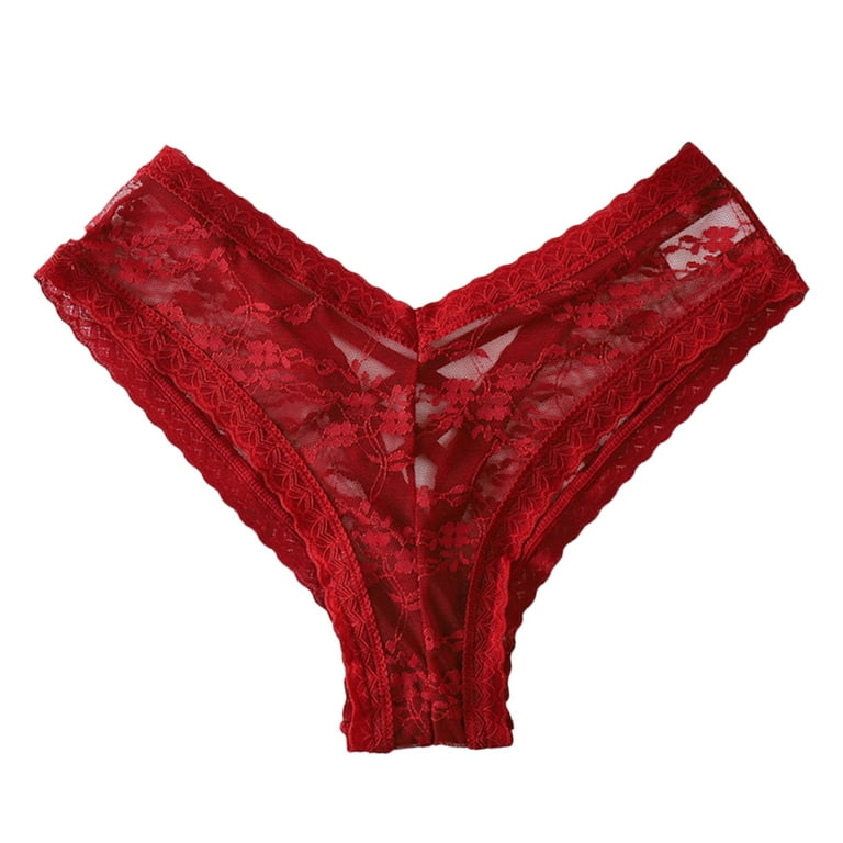 PMUYBHF Womens Underwear Thong Tummy Control Women'S Thongs T Back Low  Waist See Through Panties Cotton Seamless Lace Thongs For Women 6.99