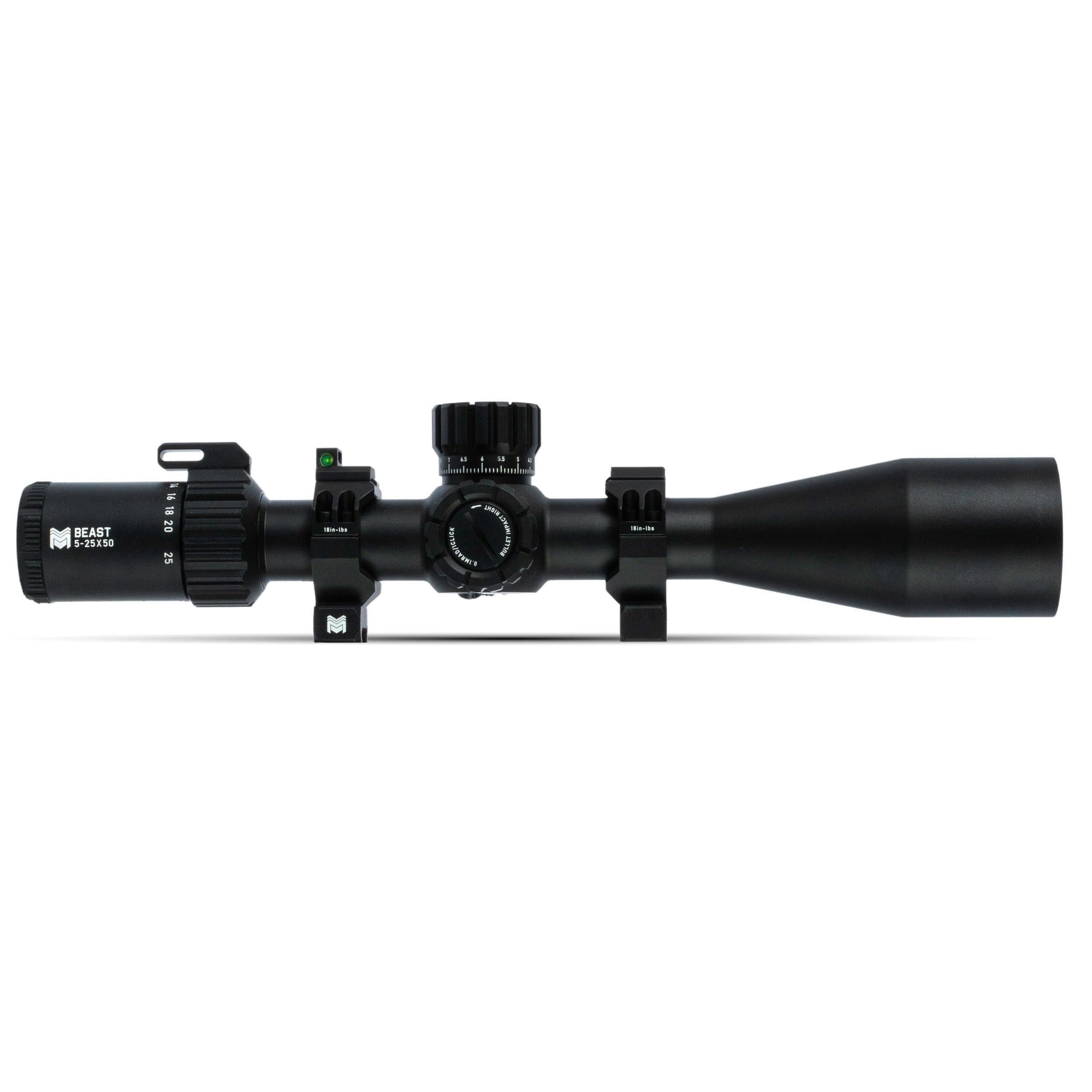 Monstrum Beast 5-20x50 FFP Rifle Scope | Featuring ED Glass, Adjustable Objective, Precision Turrets with Zero Stop, Daylight Bright Reticle, and Anti-Cant Scope Rings | CM6 MOA Reticle