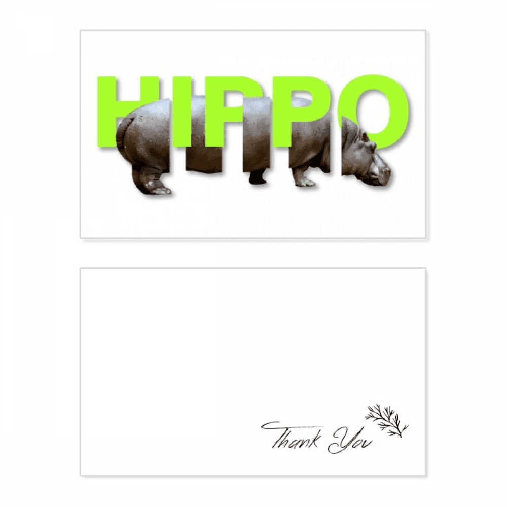 Hippo Body Combination Thank You Card Birthday Paper Greeting Wedding