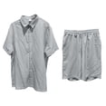 thumbnail image 4 of Short Sets for Men Short Sleeve Button Down Collared Shirt and Bermuda Shorts 2 Piece Matching Set Beach Outfit Set, 4 of 6