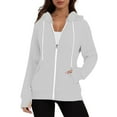 thumbnail image 3 of Plain Zip Up Hoodies for Women Long Sleeve Basic Hooded Sweatshirt with Pockets and Thumb Hole Hooded Jacket Outerwear, 3 of 7