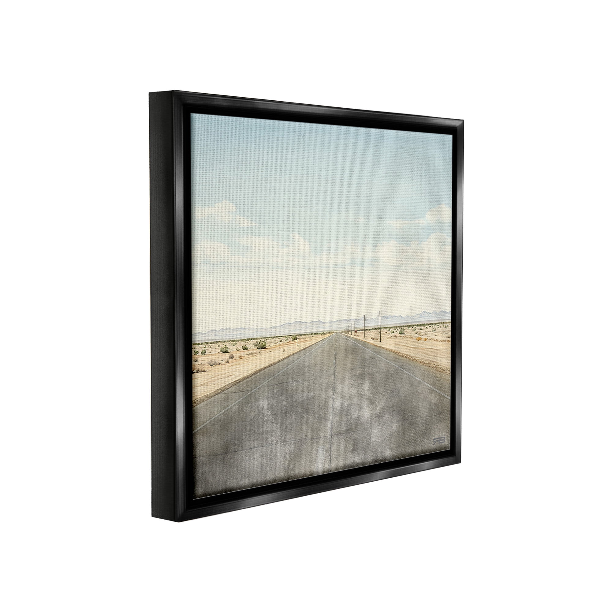 Stupell Industries Desert Horizon Highway Landscape Painting Black Floater Framed Canvas Art Print Wall Art, 18 x 18
