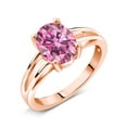 thumbnail image 2 of Gem Stone King 18K Rose Gold Plated Silver Ring Pink Oval Moissanite (2.00 Cttw), 2 of 4