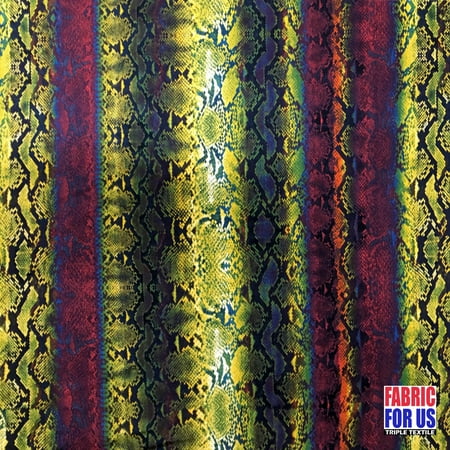 Python Snake Skin Purple & Green Poly-Spandex Stretch Fabric 58/60" Wide By The Yard