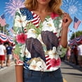 thumbnail image 4 of GEWSEY 4Th of July Shirts Women 3/4 Sleeve Crewneck Cute Shirts Casual Print T Shirt (Hot Pink, XL), 4 of 8