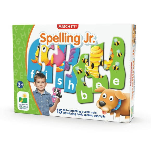 The Learning Journey - Match It! Orthographe Jr. - Casse-Tête d'Orthographe Auto-Correction de 15 Pcs pour Mots de Trois et Quatre Lettres avec Images Assorties - Casse-Tête de Mots pour Enfants de 3 à 5 Ans - Jouets Primés
