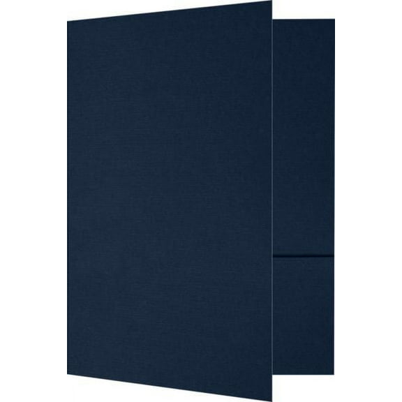 LUXPaper 6 x 9 Small Two Pocket Presentation Folders, Nautical Blue Linen, 25/Pack