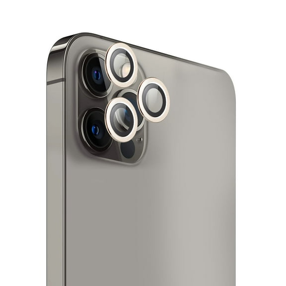 for Apple iPhone 12 Pro (6.1") Premium Camera Lens Protector Colored Edged Tempered Glass Circle Ring  Rear Cover ,Xpm Camera Lens Protector [Gold]