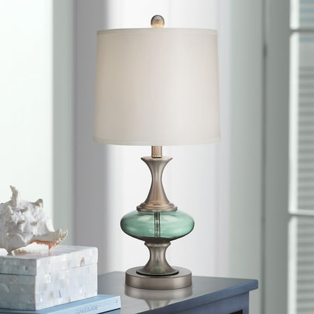 360 Lighting Modern Accent Table Lamp Brushed Steel Blue