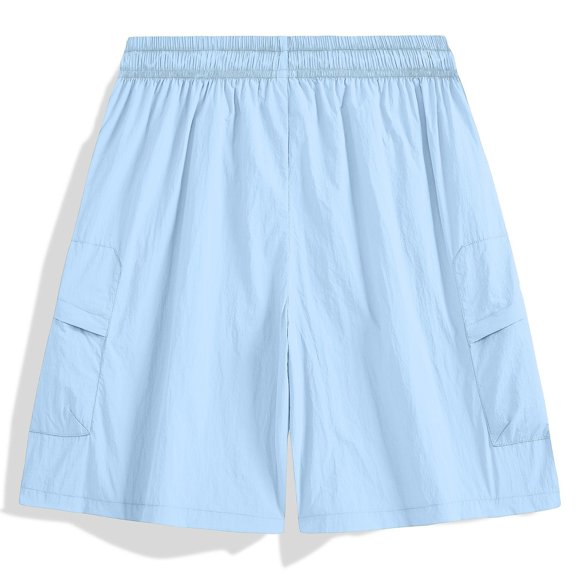 Ceisia Elastic Drawstring Waist Quick Dry Breathable Casual Cargo Shorts With Side Pockets For Men Summer Sky Blue XXXXXL Gift