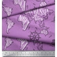 thumbnail image 3 of Soimoi Purple Heavy Canvas Fabric Direction Compass & Lighthouse Map Print Fabric by Yard 58 Inch Wide, 3 of 5