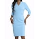 thumbnail image 1 of Vestido Midi de Manga 3/4 con Cuello Alto y Escote en V para Mujeres Inspire Chic S Azul Claro, 1 of 7