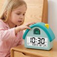 thumbnail image 3 of REGALWOVEN House Shape Multifunctional Alarm Clock, Backlight, Three Alarms, Snooze Function for Bedroom/Dorm Light Green Dinosaur 4.3"L x 2.4"W x 5.0"H, 3 of 5