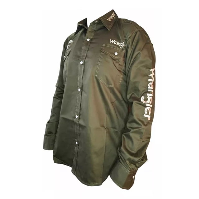 Camisa Wrangler Bordada Lisa Algodón Premium Para Hombre