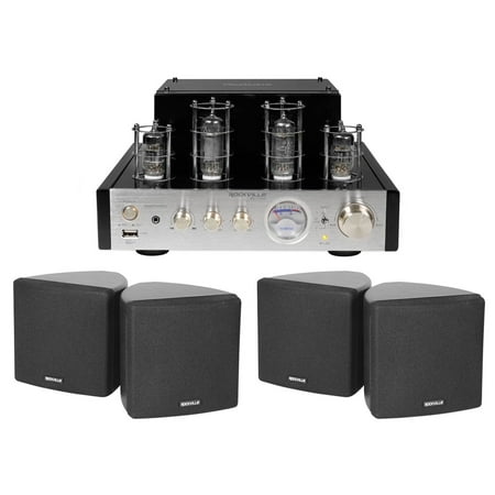 Rockville BluTube Tube Amplifier/Home Theater Receiver+(4) Black 3.5 Speakers
