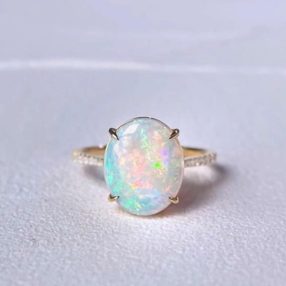 Opal Orbit of Desire Ring in 14k Solid Gold, White Gold, or Rose Gold