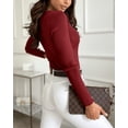 thumbnail image 2 of Sherrylily Women Sexy Long Sleeve Sweater Pullover Scoop Neck Button Up Tops, 2 of 3