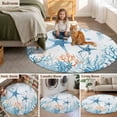 thumbnail image 6 of Blue Ocean Round Living Room Rugs 4 ft, Starfish Fish Jellyfish Washable Area Rug with Non-Slip Sturdy Edge Binding Round Carpet for Entryway Kitchen Bedroom Bathroom, 6 of 9