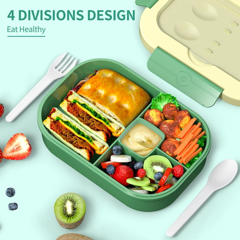 Bento Lunch Box Lunch Containers For Adults Kids Toddler 1300ML 4  Compartment Bento LunchBox Microwave Dishwasher Freezer Safe