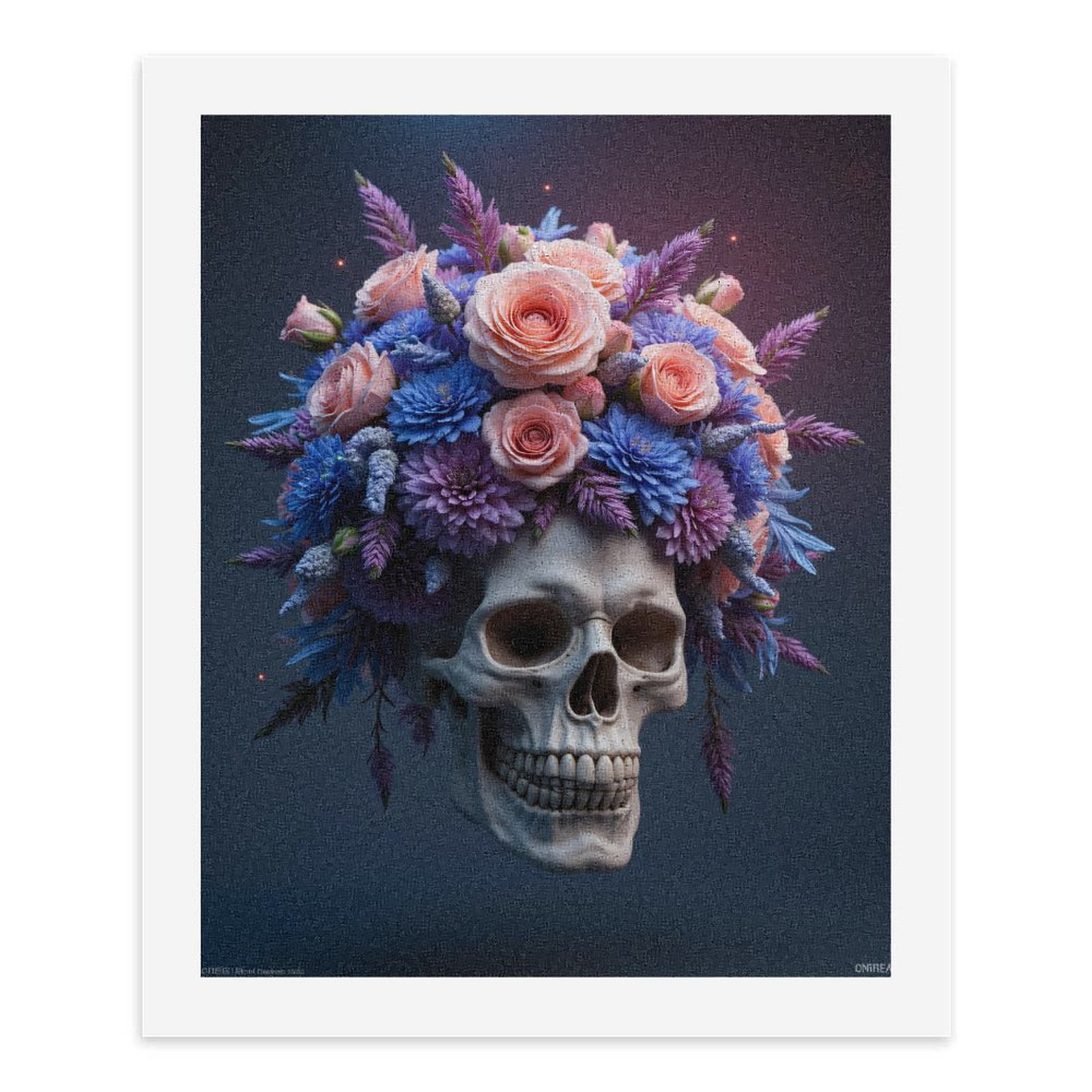 Paint By Numbers Kit for Adults Beginner - DIY Bright Floral Skull Art Canvas Painting Kits for Adults, Frameless Paint By Number for Adults for Home Wall Decor 16x20 Inch
