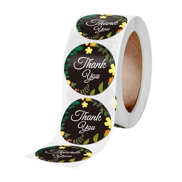 Amdohai Inch Thank You Sticker Flowers Floral Decorative Sticker 500 Sheets/Roll for Scrapbooking Greeting Cards
