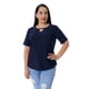 thumbnail image 1 of Blusa Bocarosa lisa de manga corta y detalle de abertura en escote. BOCAROSA Ma002/blusa/argolla en escote, 1 of 3