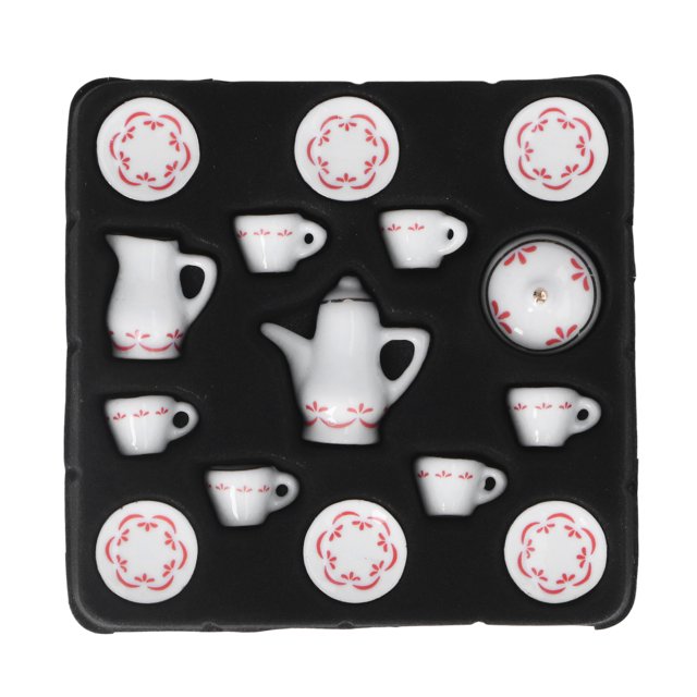 Juego de tazas de té de cerámica en miniatura para casa de muñecas 1:12, juego de juguetes de fiesta de té de porcelana de simulación para decoración para casa de muñecas DIY