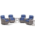 thumbnail image 2 of Jentlehouse 6-Piece Outdoor Swivel Chairs, Patio All-Weather Gray Wicker Rocker Glider Chairs with Blue Cushions for Balcony Poolside Deck Garden, 2 of 12