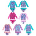 thumbnail image 2 of Toddler Kid Girls Swimsuit Rashguard Set Long Sleeve 2-Piece Bathing Suits Summer Beach Breathable Tankini with Sun Protection 2-8 Years, 2 of 4