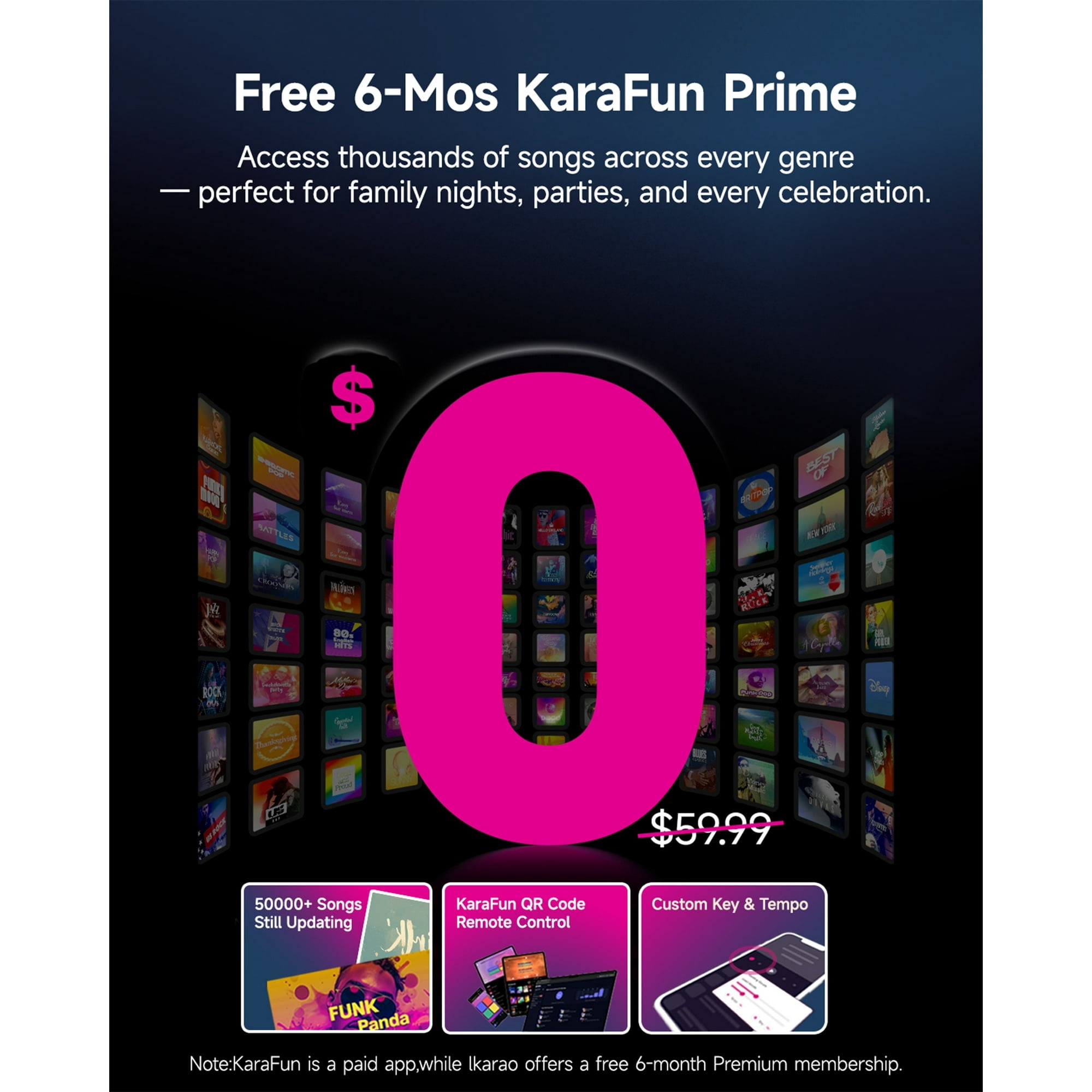 Ikarao Karaoke Machine for Adults, Built-in 13.3-inch Screen, Portable Bluetooth Speaker with 2 Wireless Mics for TV, Music Party