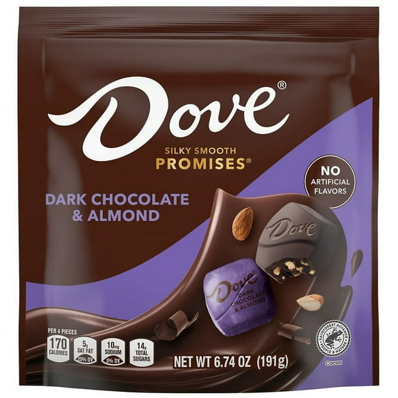 Dove Promises Dark Chocolate Almond Candy, individually wrapped 6.74oz (2 Pack)