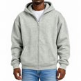 thumbnail image 5 of Hearthz Mens Hoodies Zip Up Light Gray Long Sleeve Drop Shoulder Sweatshirt Men Oversized Y2k Trendy Streetwear Zipper Mens Hoodie Sweatshirt, 5 of 6
