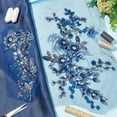 thumbnail image 5 of 2pcs 3D Blue Flowers Beads Patches Embroidery Lace Trims with Sequins Rhinestone Patch, 5 of 9